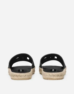 Calfskin espadrille sliders