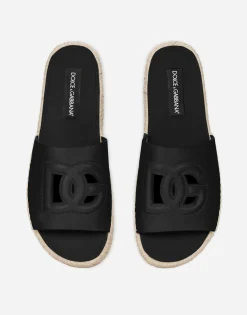Calfskin espadrille sliders