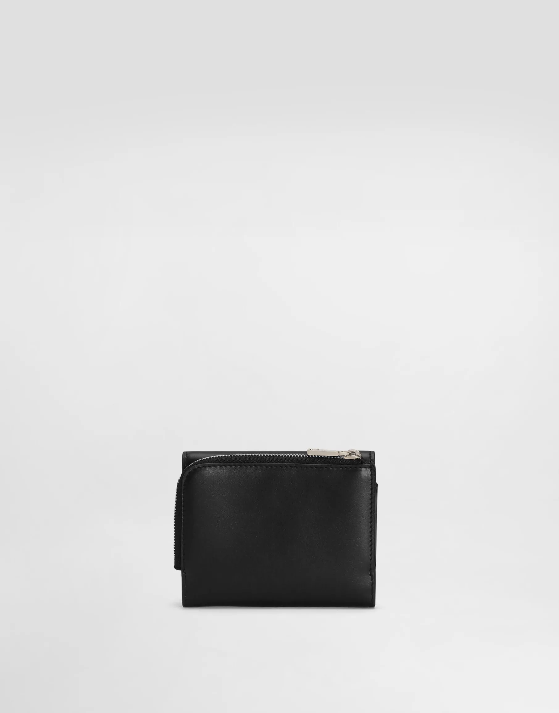Calfskin French flap wallet with raised logo