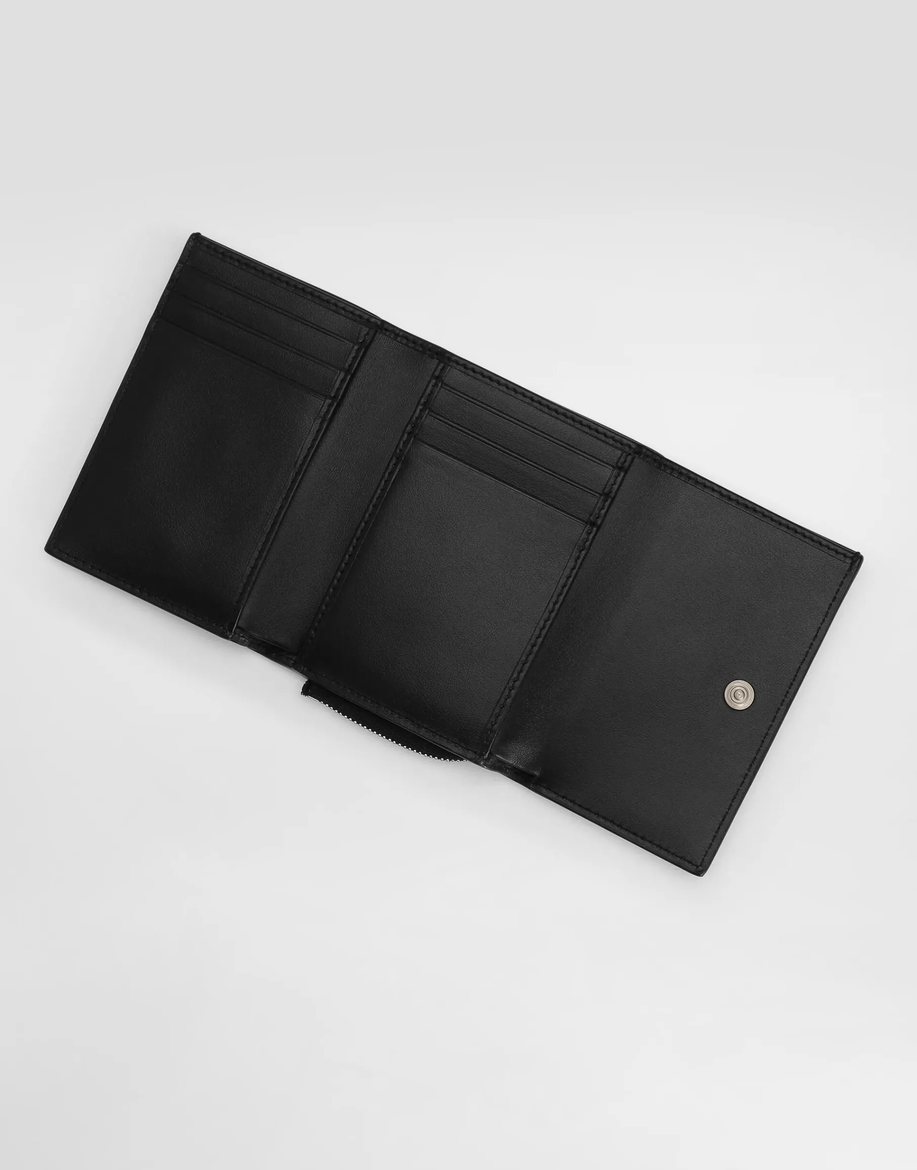 Calfskin French flap wallet with raised logo