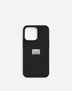 Calfskin iPhone 13 Pro cover with logo tag
