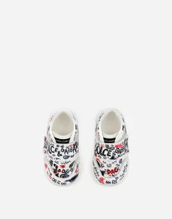 Calfskin low-top sneakers with graffiti print
