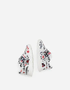 Calfskin low-top sneakers with graffiti print
