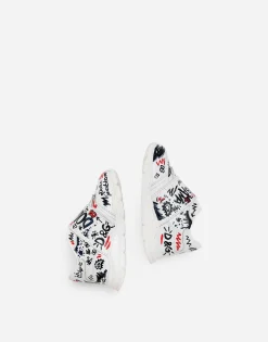 Calfskin low-top sneakers with graffiti print