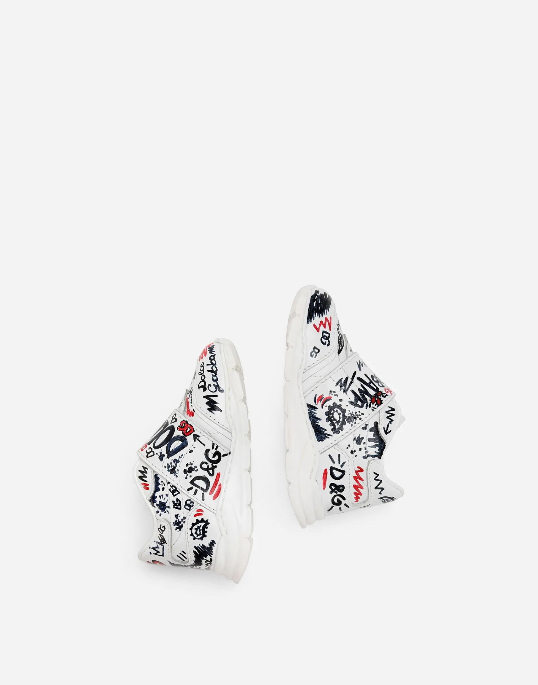 Calfskin low-top sneakers with graffiti print
