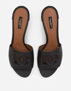 Calfskin mules with DG Millennials logo