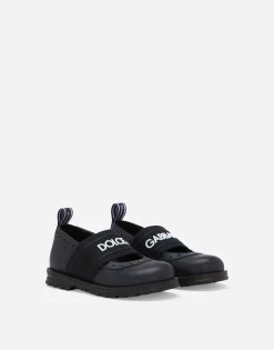 Calfskin nappa ballet flats with branded elastic