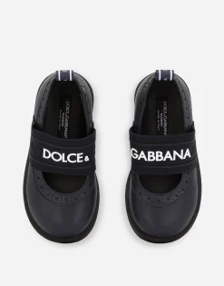 Calfskin nappa ballet flats with branded elastic
