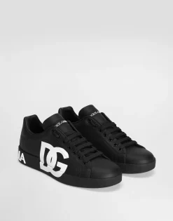Calfskin nappa Portofino sneakers with DG logo print