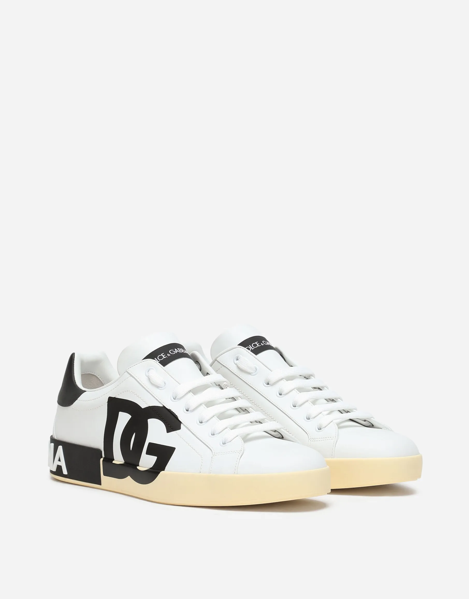 Calfskin nappa Portofino sneakers with DG logo print
