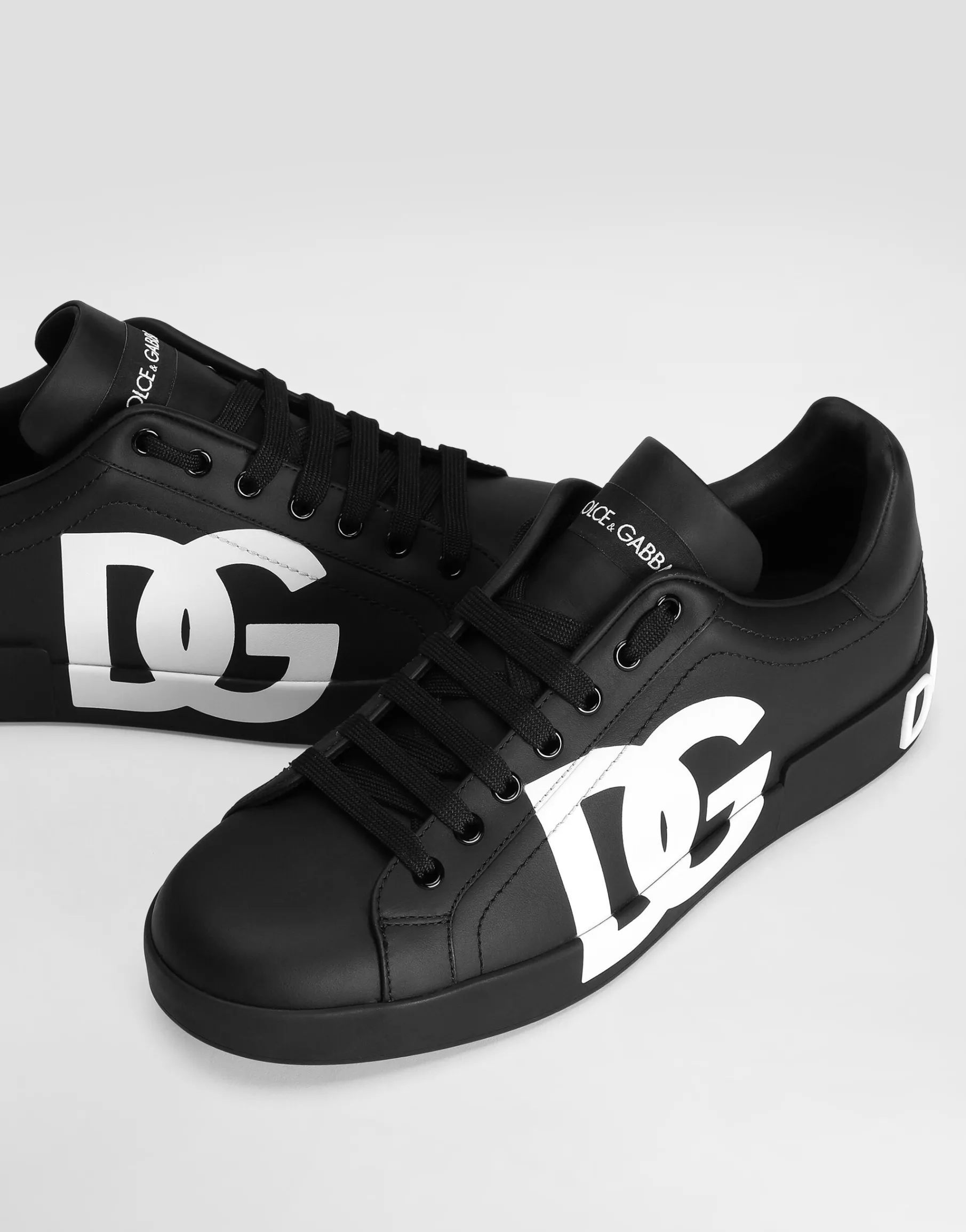 Calfskin nappa Portofino sneakers with DG logo print