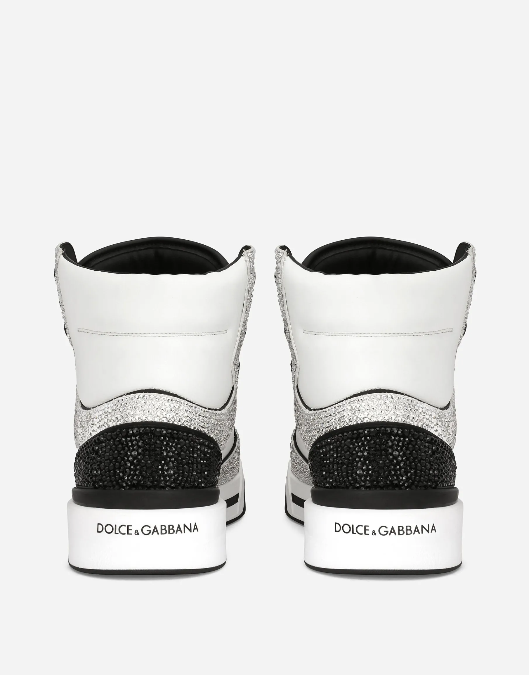 Calfskin New Roma high-top sneakers with fusible rhinestones