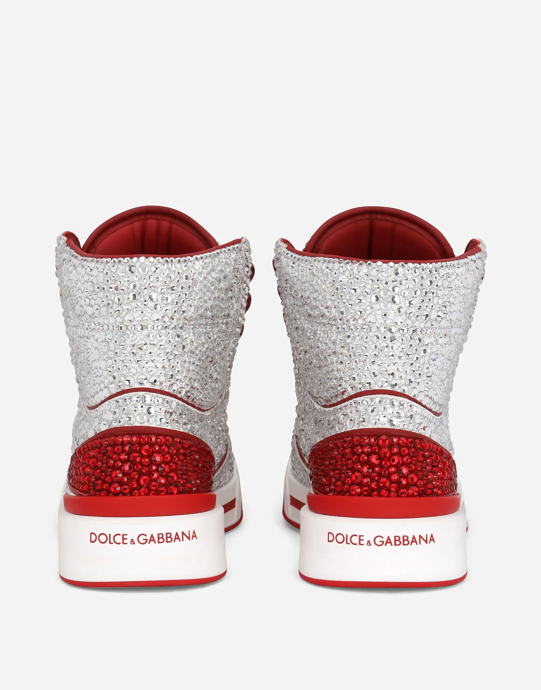 Calfskin New Roma high-top sneakers with fusible rhinestones