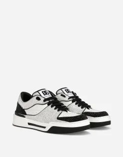 Calfskin New Roma sneakers with fusible rhinestones