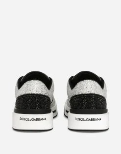 Calfskin New Roma sneakers with fusible rhinestones
