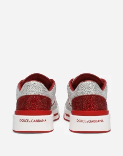 Calfskin New Roma sneakers with fusible rhinestones