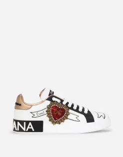 Calfskin Portofino sneakers with embroidery