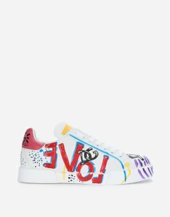 Calfskin Portofino sneakers with lettering