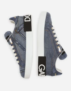 Calfskin Portofino sneakers with DG logo