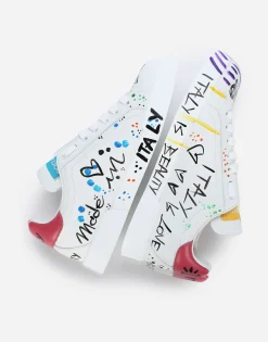 Calfskin Portofino sneakers with lettering