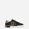 Calfskin Portofino Vintage low-top sneakers with DG logo