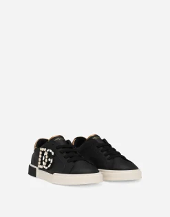 Calfskin Portofino Vintage low-top sneakers with DG logo