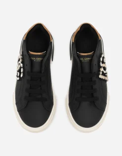 Calfskin Portofino Vintage low-top sneakers with DG logo