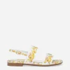 Calfskin sandals with yellow majolica print