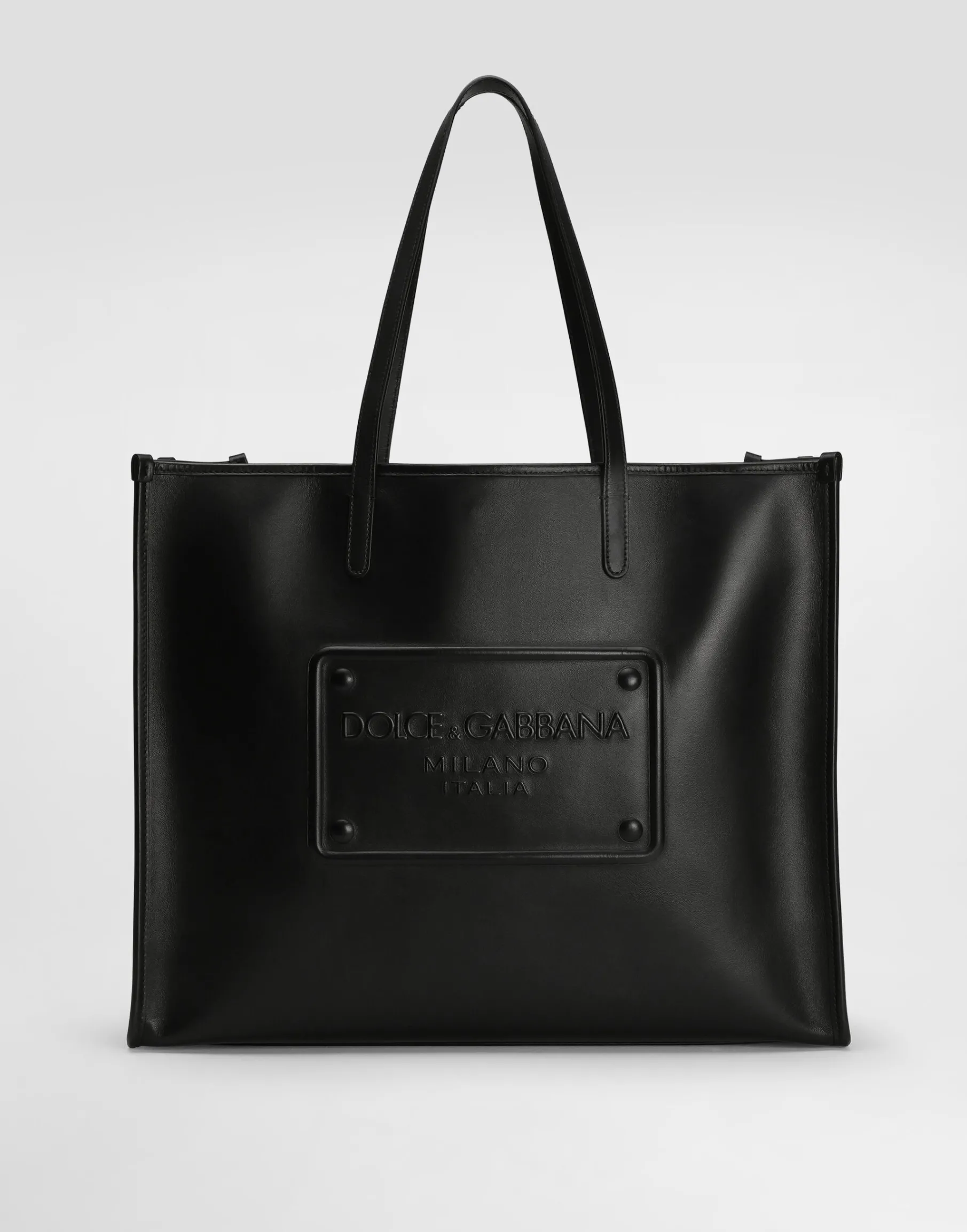 Calfskin shopper with raised logo