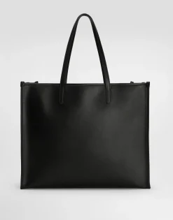 Calfskin shopper with raised logo