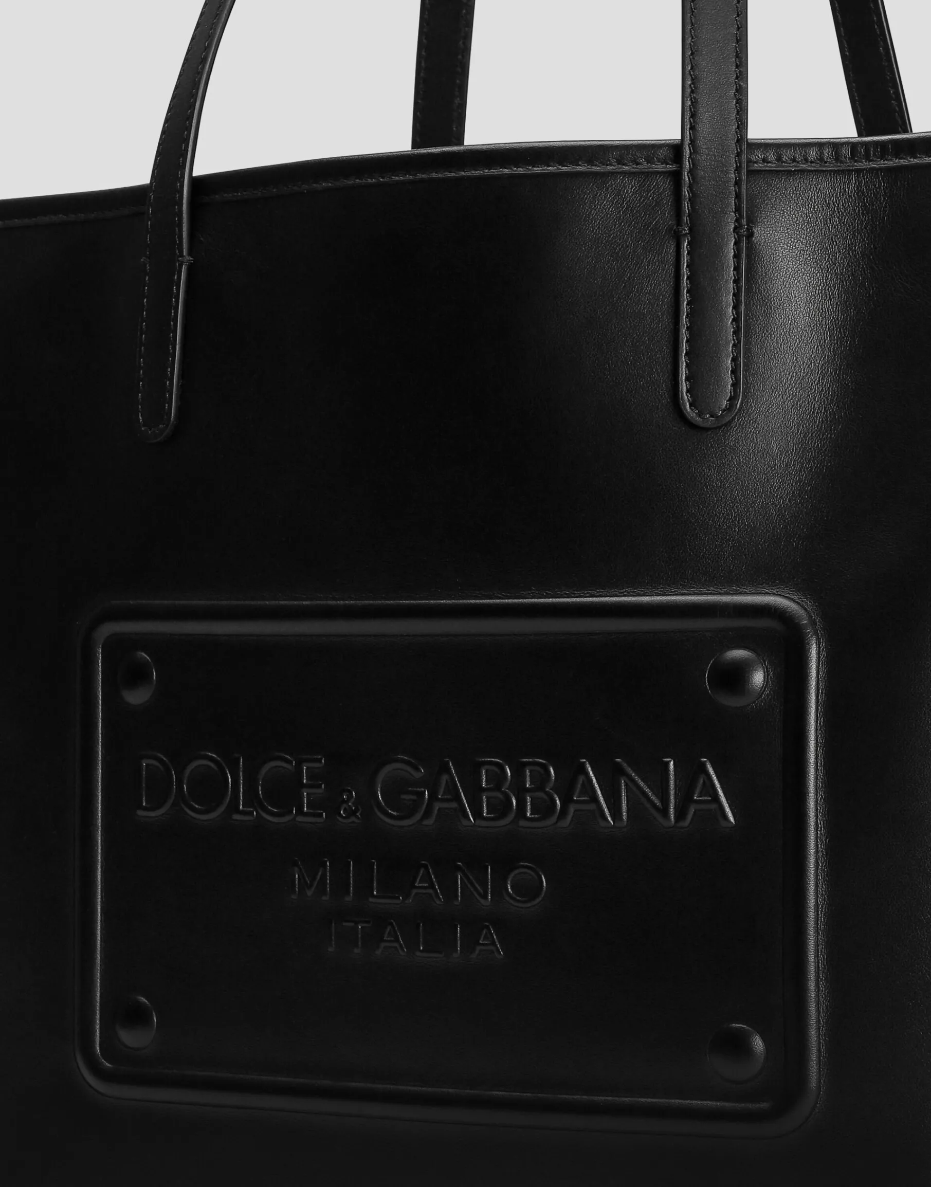 Calfskin shopper with raised logo