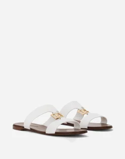 Calfskin sliders with DG logo