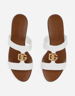 Calfskin sliders with DG logo