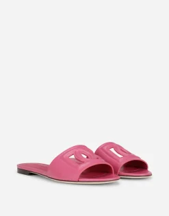 Calfskin slides with DG logo