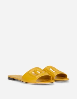 Calfskin slides with DG logo