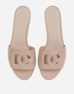 Calfskin slides with DG logo