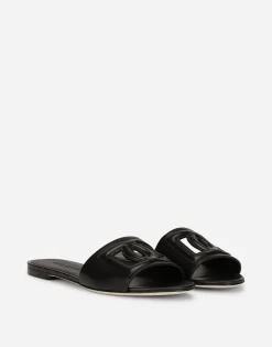 Calfskin slides with DG Millennials logo
