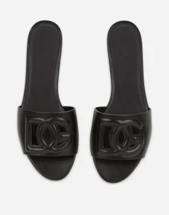 Calfskin slides with DG Millennials logo