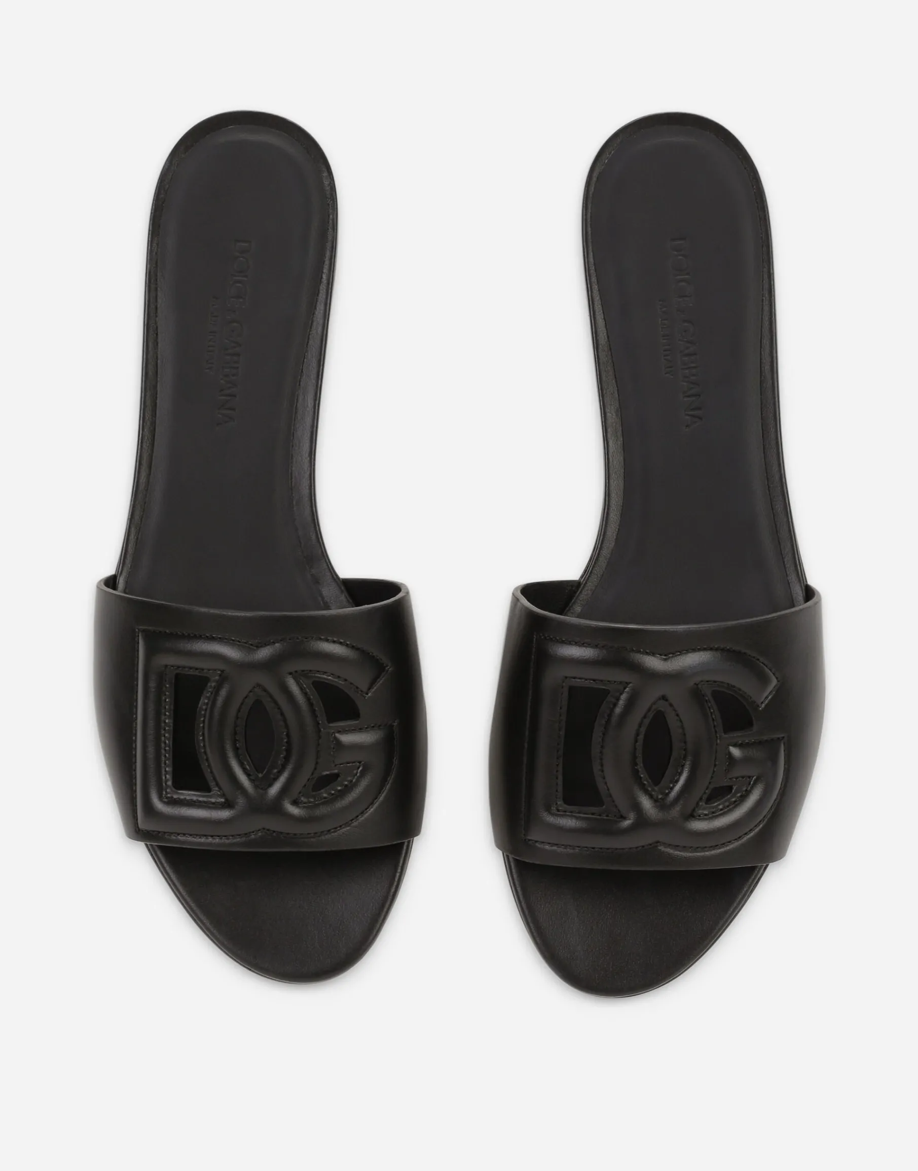 Calfskin slides with DG Millennials logo