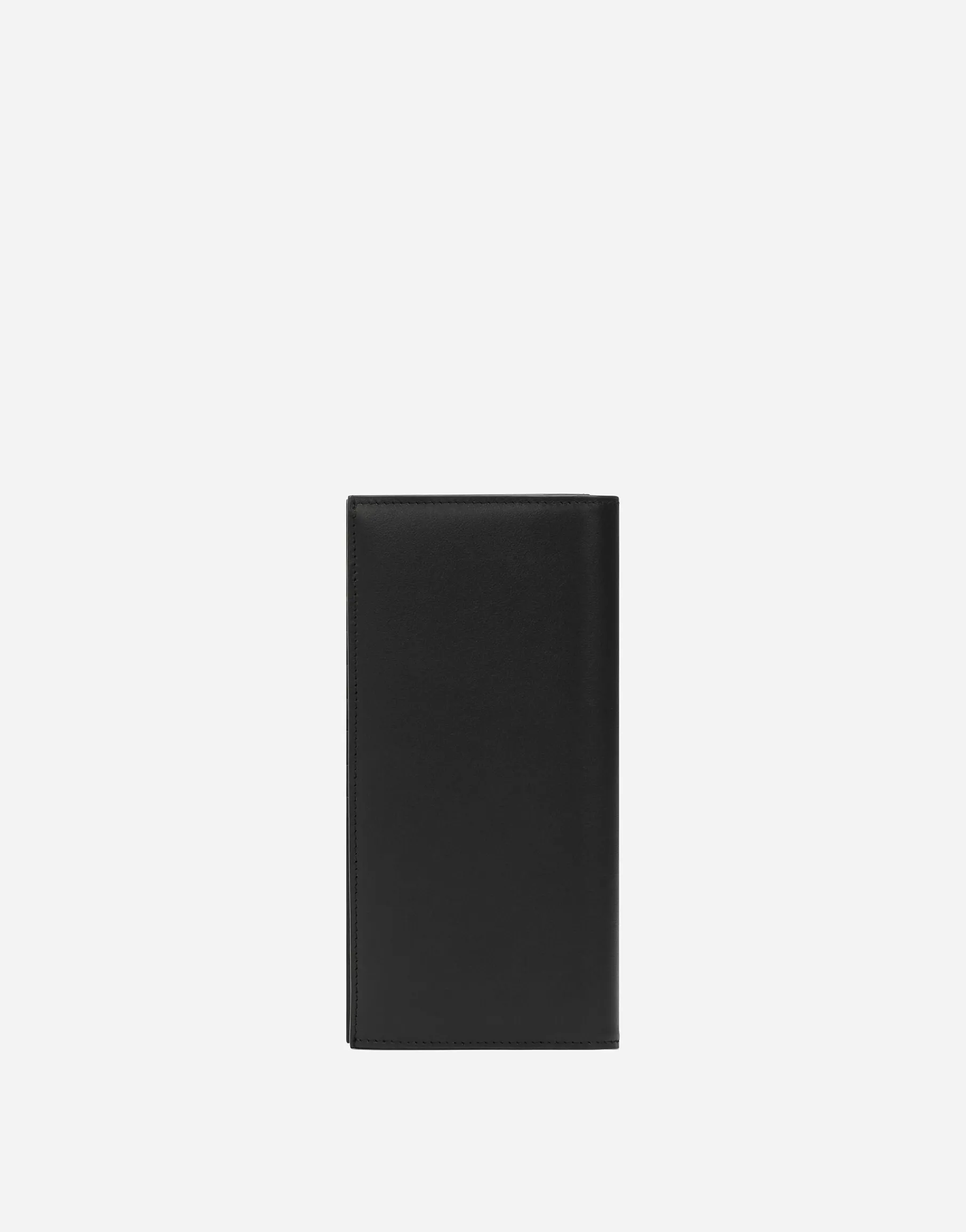 Calfskin vertical wallet with raised logo