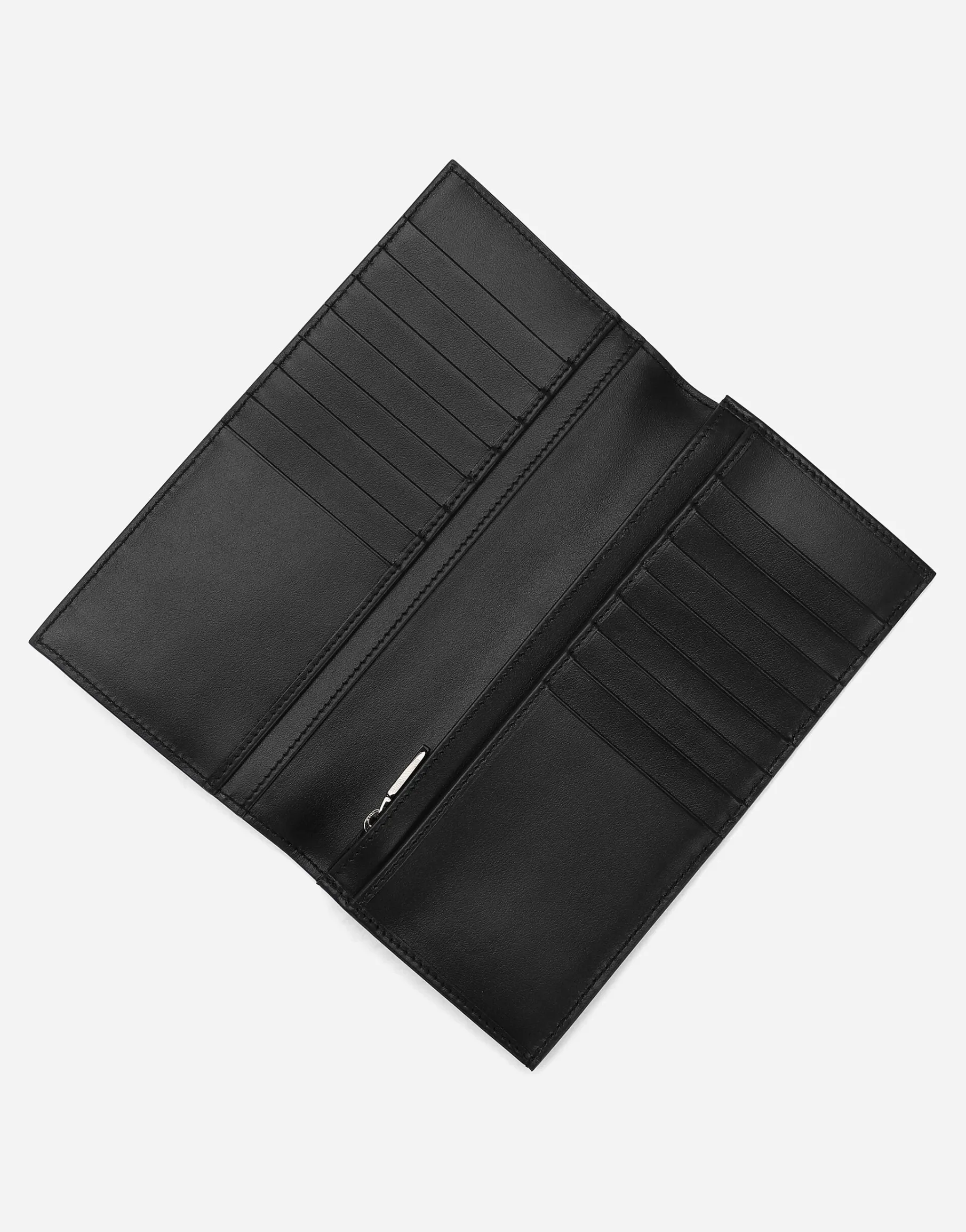 Calfskin vertical wallet with raised logo