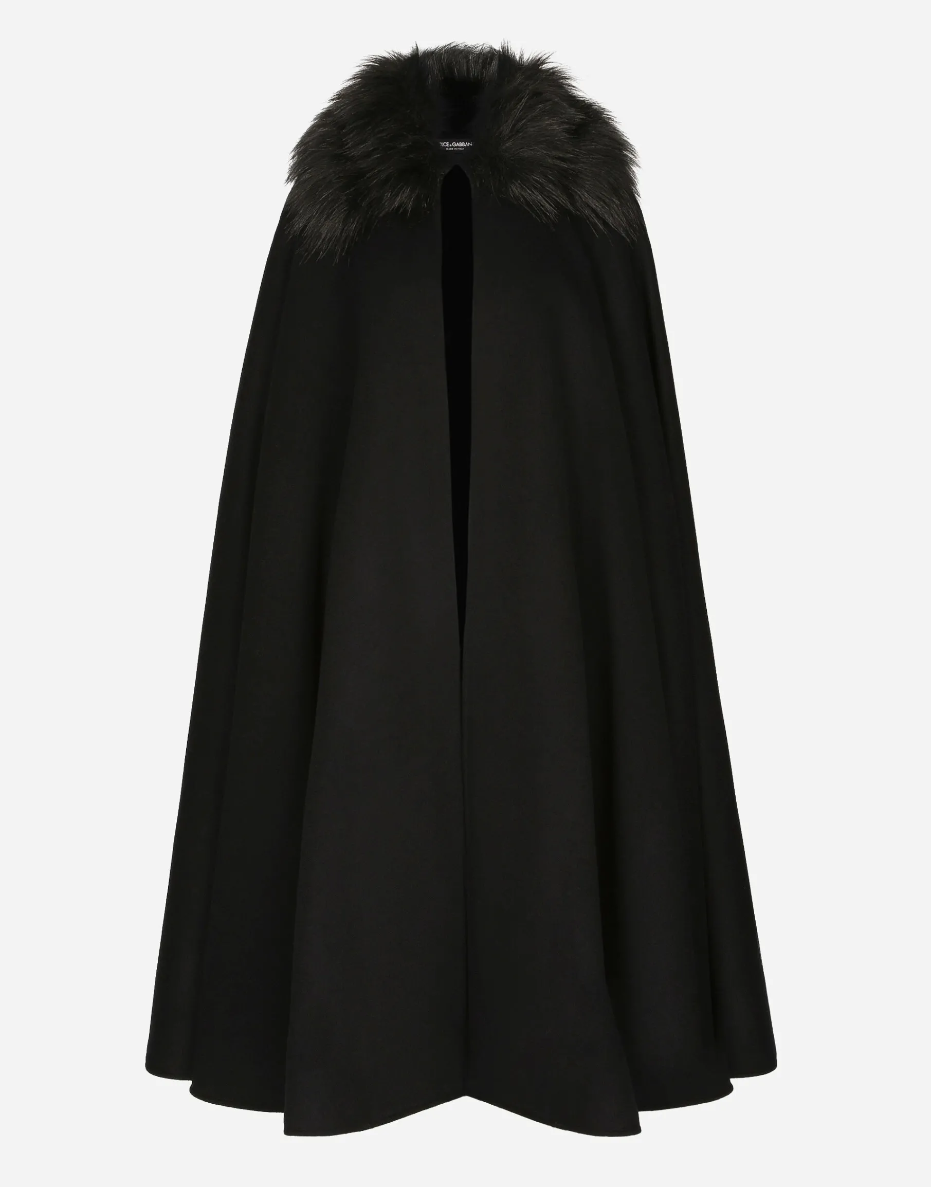 Cape with faux fur collar