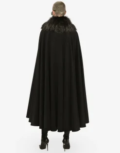 Cape with faux fur collar