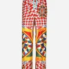 Carretto-print silk twill jogging pants