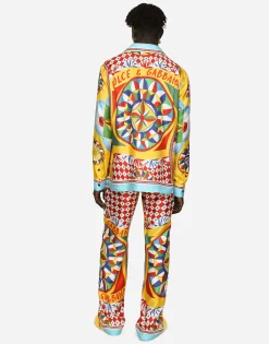 Carretto-print silk twill shirt