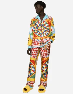 Carretto-print silk twill shirt