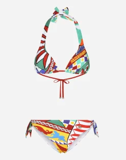 Carretto-print triangle bikini