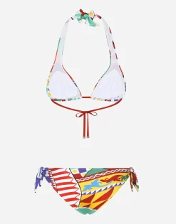 Carretto-print triangle bikini