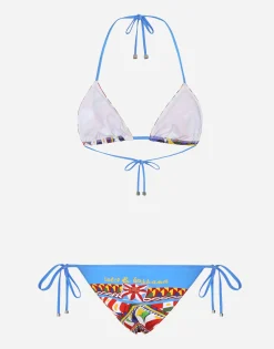 Carretto-print triangle bikini