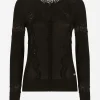 Cashmere and silk cardigan with lace inlay